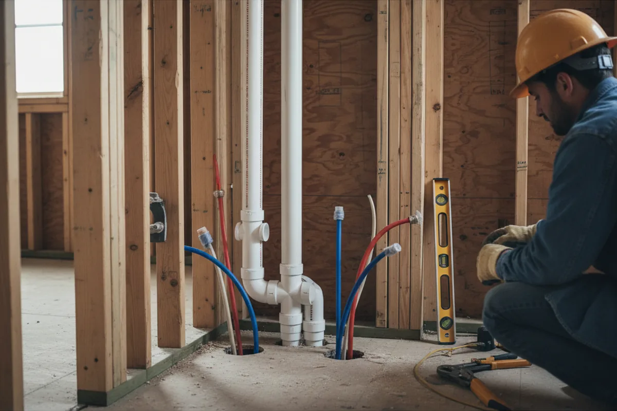 Drain and supply rough-in during Sump Pump Repair in Union Point